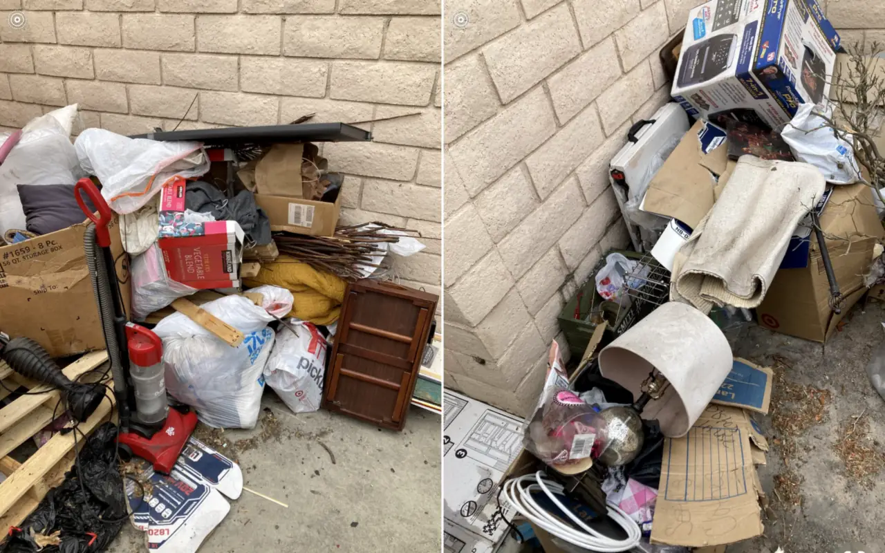 Overflowing trash enclosure junk removal